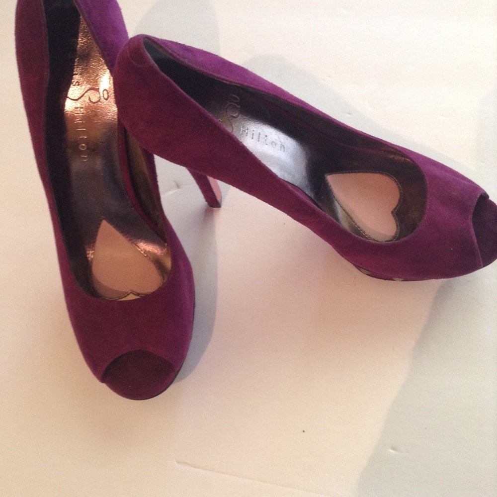 Paris Hilton. FALL Season. Peep Toe Suede Pumps